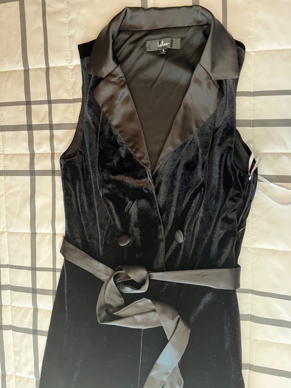 Lulus Black Sleeveless Wrap Dress with Satin Trim